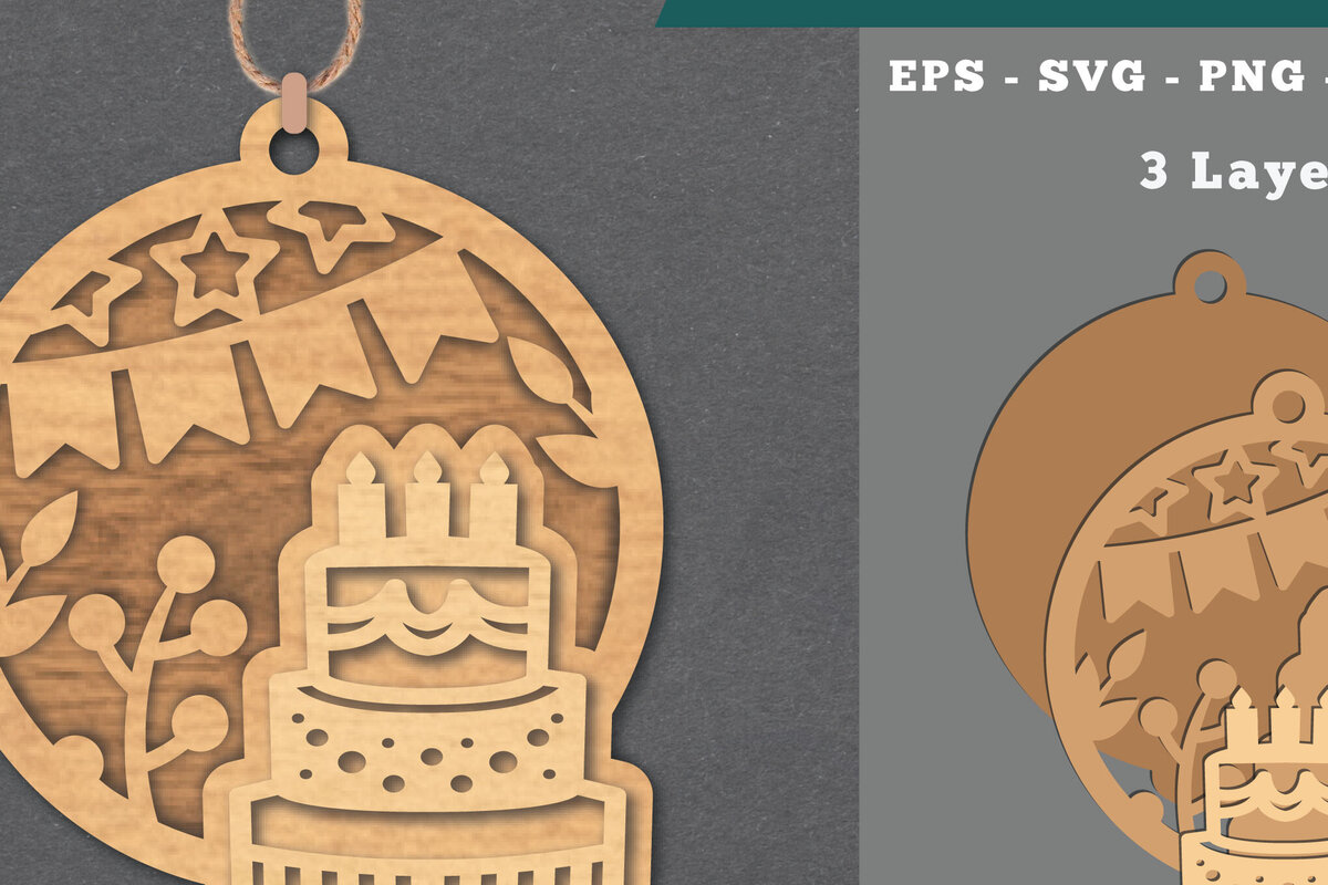 Σετ των 3 Intra απο ξύλο plywood 3mm-4mm πάχος Στολίδι κοπής με λέιζερ τούρτα γενεθλίων Δίασταση 8x8 cm INTRAFABR-112074550