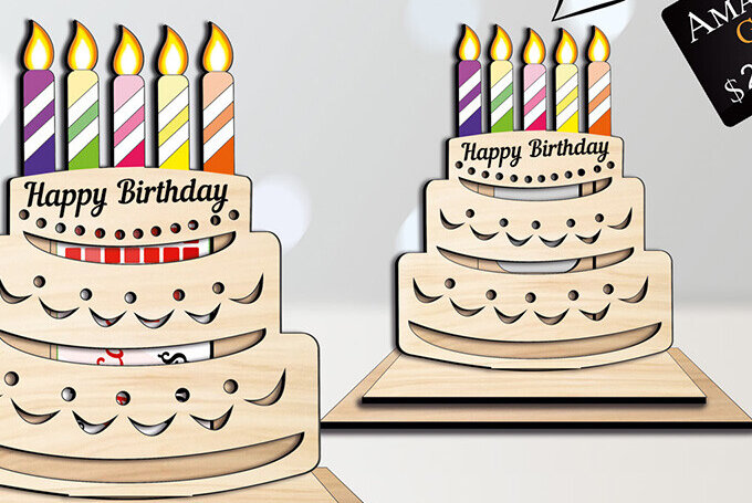 Σετ των 3 Intra απο ξύλο plywood 3mm-4mm πάχος Θήκη δώρου κάρτας τούρτας γενεθλίων Δίασταση 5x5 cm INTRAFABR-103463565