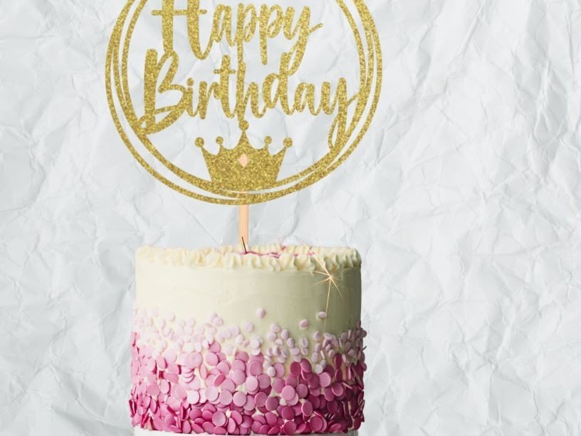 Σετ των 2 Intra απο ξύλο plywood 3mm-4mm πάχος Γενέθλια Cake Topper CROWN Δίασταση 15x15 cm INTRAFABR-43332725