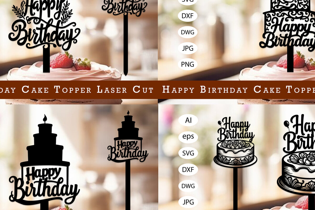 Σετ των 2 Intra απο ξύλο plywood 3mm-4mm πάχος κοπής  Topper Topper γενεθλίων Δίασταση 15x15 cm INTRAFABR-120898612