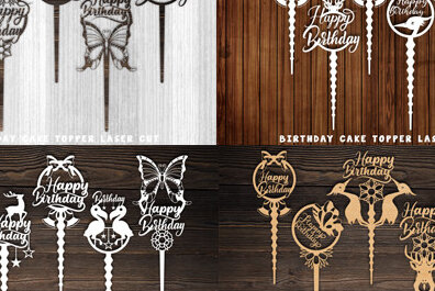 Σετ των 2 Intra απο ξύλο plywood 3mm-4mm πάχος κοπής  Topper Topper γενεθλίων Δίασταση 15x15 cm INTRAFABR-73137222