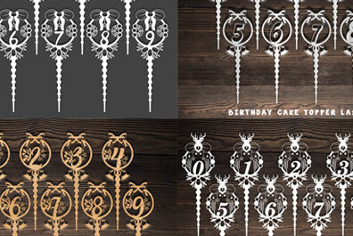 Σετ των 2 Intra απο ξύλο plywood 3mm-4mm πάχος κοπής  Topper Topper γενεθλίων. Δίασταση 15x15 cm INTRAFABR-73137404