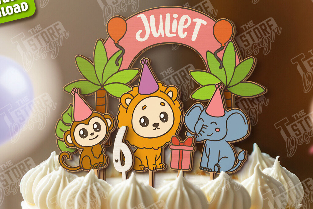 Σετ των 3 Intra απο ξύλο plywood 3mm-4mm πάχος Τούρτα γενεθλίων Topper | CNC Δίασταση 15x15 cm INTRAFABR-122004674