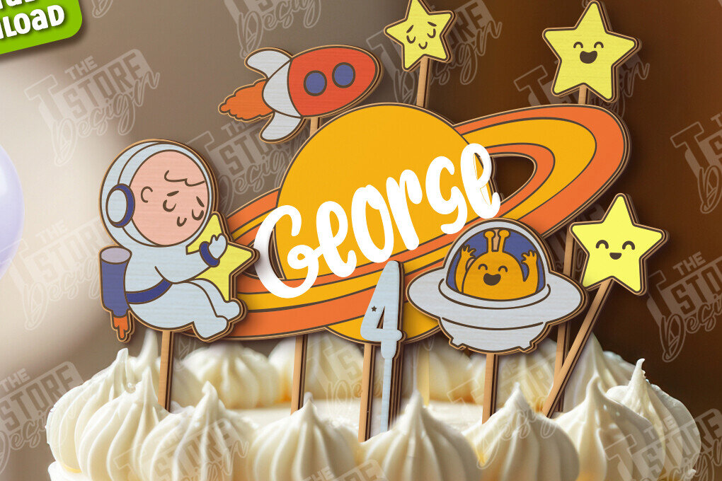 Σετ των 2 Intra απο ξύλο plywood 3mm-4mm πάχος Τούρτα γενεθλίων Topper | CNC Δίασταση 15x15 cm INTRAFABR-122004689