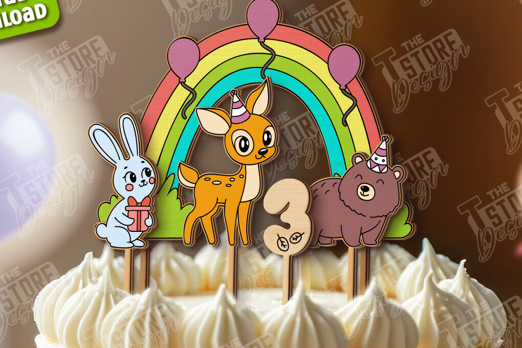 Σετ των 2 Intra απο ξύλο plywood 3mm-4mm πάχος Τούρτα γενεθλίων Topper | CNC Δίασταση 15x15 cm INTRAFABR-122004670