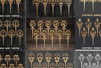 Σετ των 3 Intra απο ξύλο plywood 3mm-4mm πάχος κοπής  Topper Topper γενεθλίων Δίασταση 15x15 cm INTRAFABR-84359731