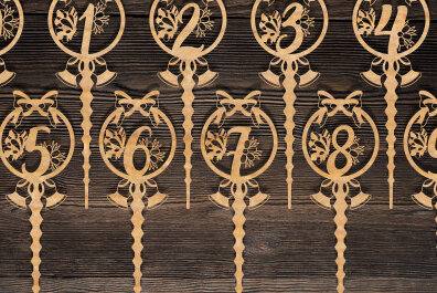 Σετ των 2 Intra απο ξύλο plywood 3mm-4mm πάχος Τούρτα γενεθλίων Topper Number Δίασταση 15x15 cm INTRAFABR-72562419