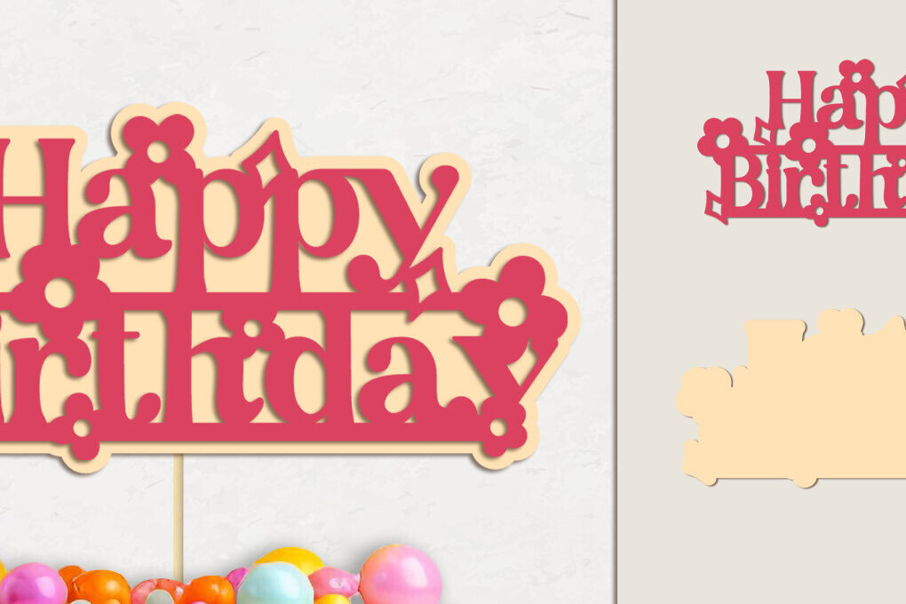 Σετ των 2 Intra απο ξύλο plywood 3mm-4mm πάχος Birthday Cake Topper Layered Δίασταση 15x15 cm INTRAFABR-124402976