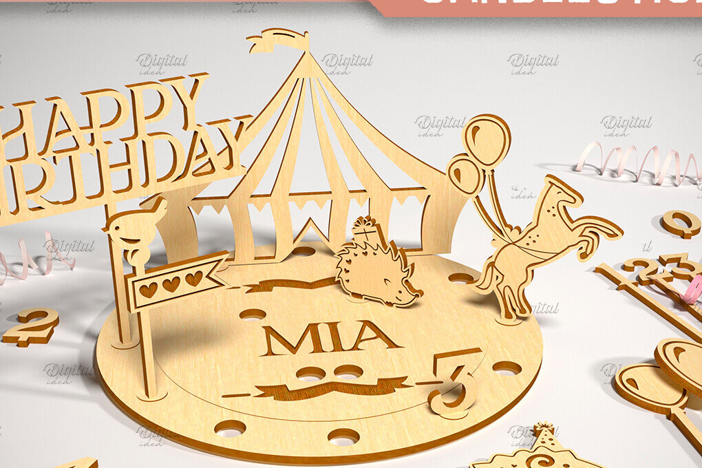 Σετ των 2 Intra απο ξύλο plywood 3mm-4mm πάχος Κηροπήγιο γενεθλίων Δίασταση 15x15 cm INTRAFABR-86599887