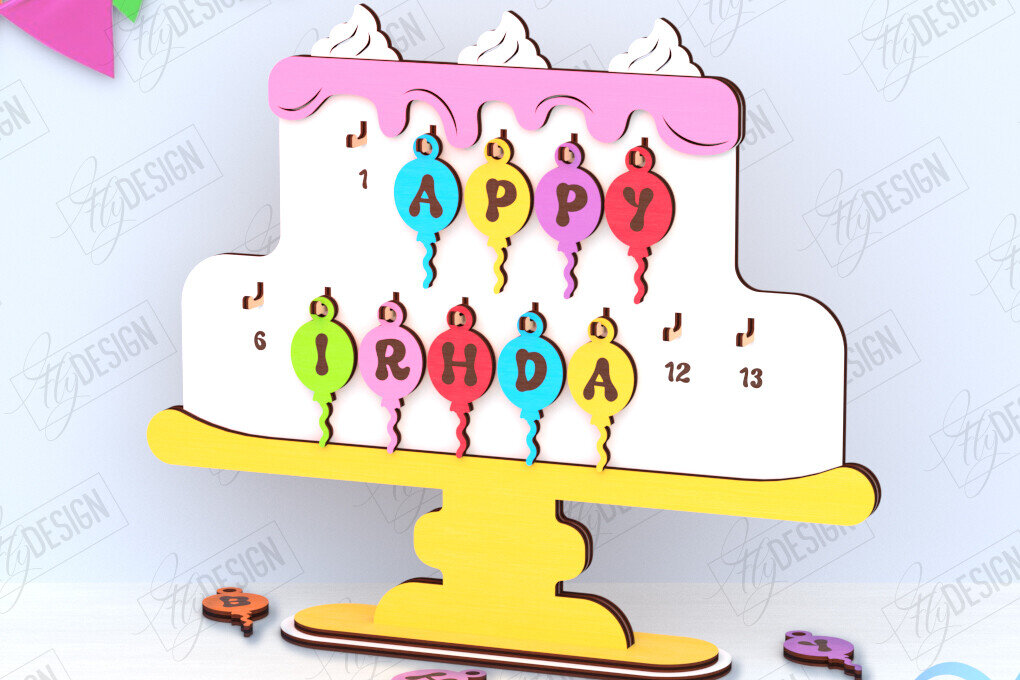 Σετ των 2 Intra απο ξύλο plywood 3mm-4mm πάχος Απο ημερολογίου αντίστροφης μέτρησης γενεθλίων Δίασταση 15x15 cm INTRAFABR-120847118