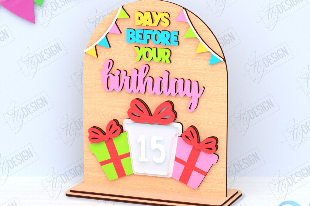 Σετ των 2 Intra απο ξύλο plywood 3mm-4mm πάχος Απο ημερολογίου αντίστροφης μέτρησης γενεθλίων Δίασταση 15x15 cm INTRAFABR-120847122