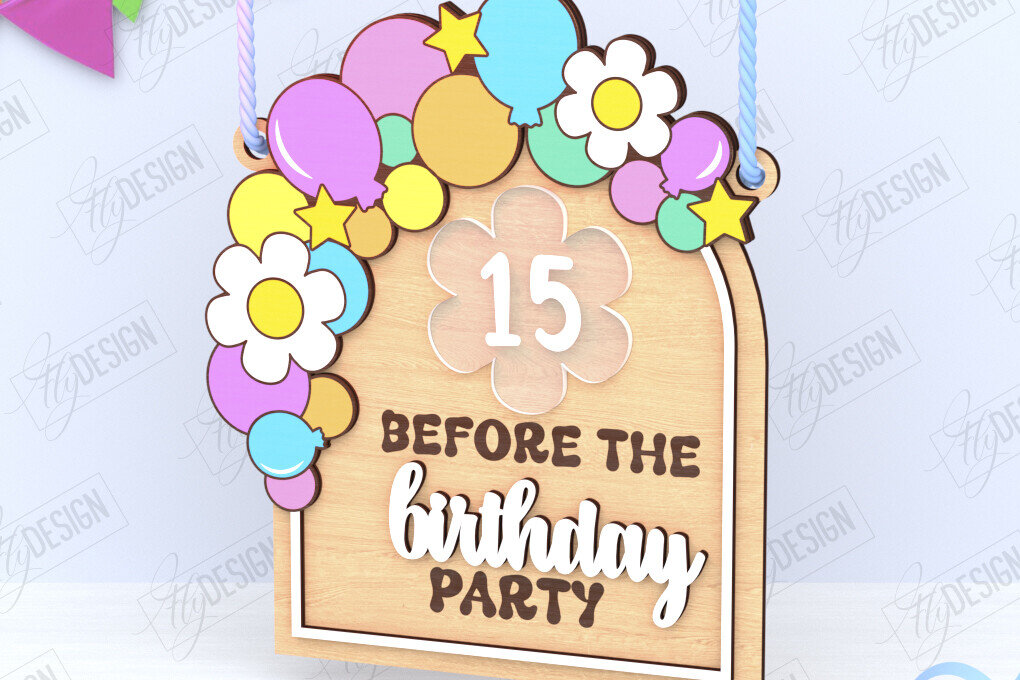 Σετ των 2 Intra απο ξύλο plywood 3mm-4mm πάχος Απο ημερολογίου αντίστροφης μέτρησης γενεθλίων Δίασταση 15x15 cm INTRAFABR-120847130