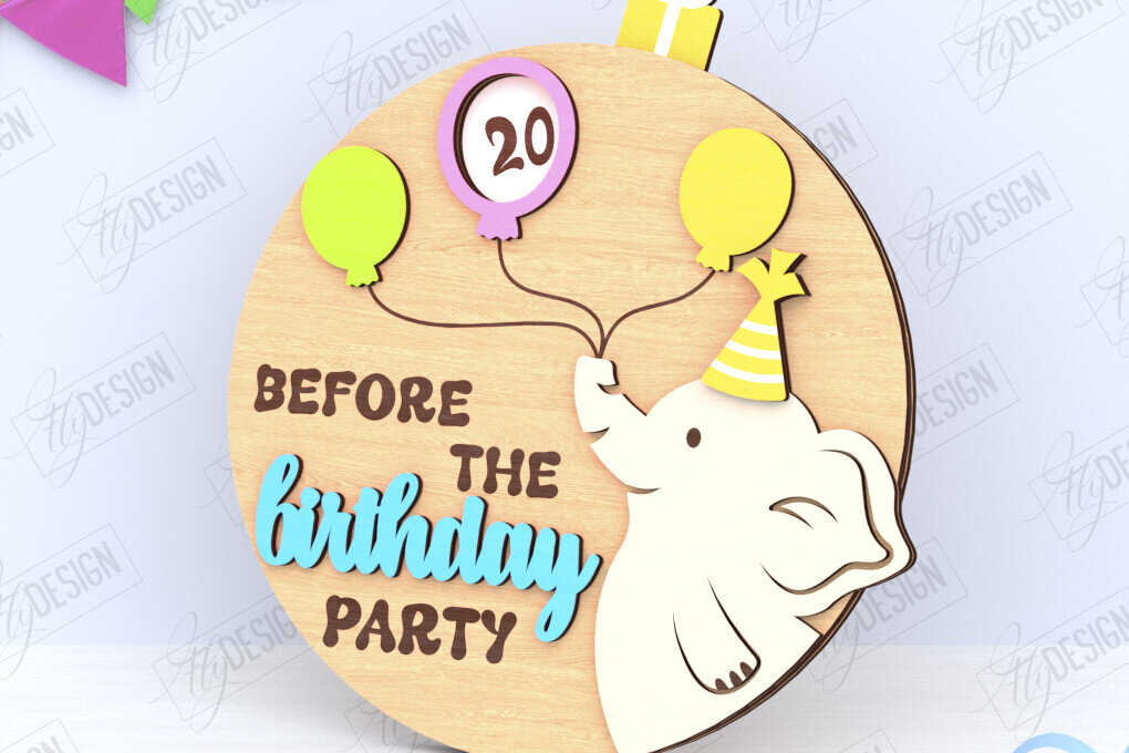 Σετ των 2 Intra απο ξύλο plywood 3mm-4mm πάχος Απο ημερολογίου αντίστροφης μέτρησης γενεθλίων Δίασταση 15x15 cm INTRAFABR-120971997