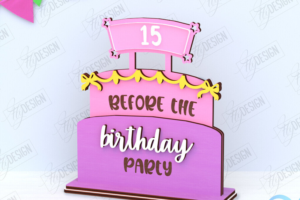 Σετ των 2 Intra απο ξύλο plywood 3mm-4mm πάχος Απο ημερολογίου αντίστροφης μέτρησης γενεθλίων Δίασταση 15x15 cm INTRAFABR-120972008