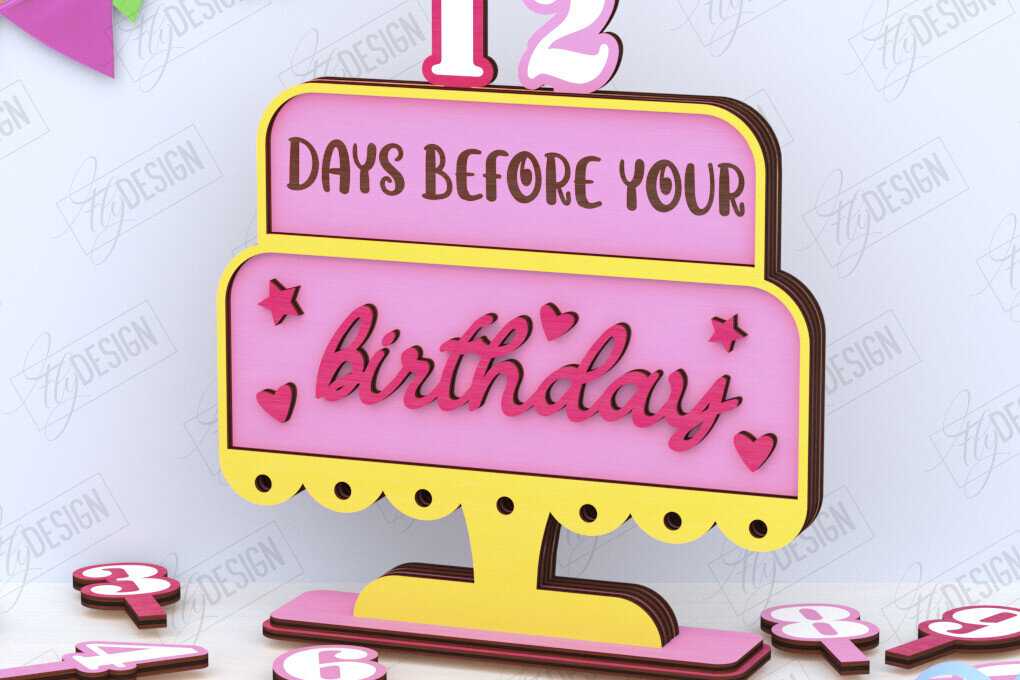 Σετ των 2 Intra απο ξύλο plywood 3mm-4mm πάχος Απο ημερολογίου αντίστροφης μέτρησης γενεθλίων Δίασταση 15x15 cm INTRAFABR-120972017