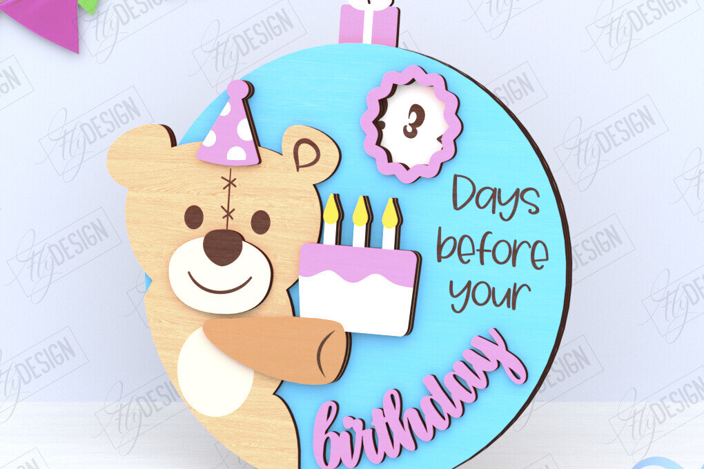 Σετ των 2 Intra απο ξύλο plywood 3mm-4mm πάχος Απο ημερολογίου αντίστροφης μέτρησης γενεθλίων Δίασταση 15x15 cm INTRAFABR-120972019