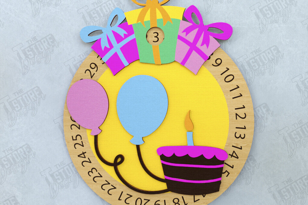 Σετ των 2 Intra απο ξύλο plywood 3mm-4mm πάχος Απο ημερολογίου αντίστροφης μέτρησης γενεθλίων Δίασταση 15x15 cm INTRAFABR-120423161