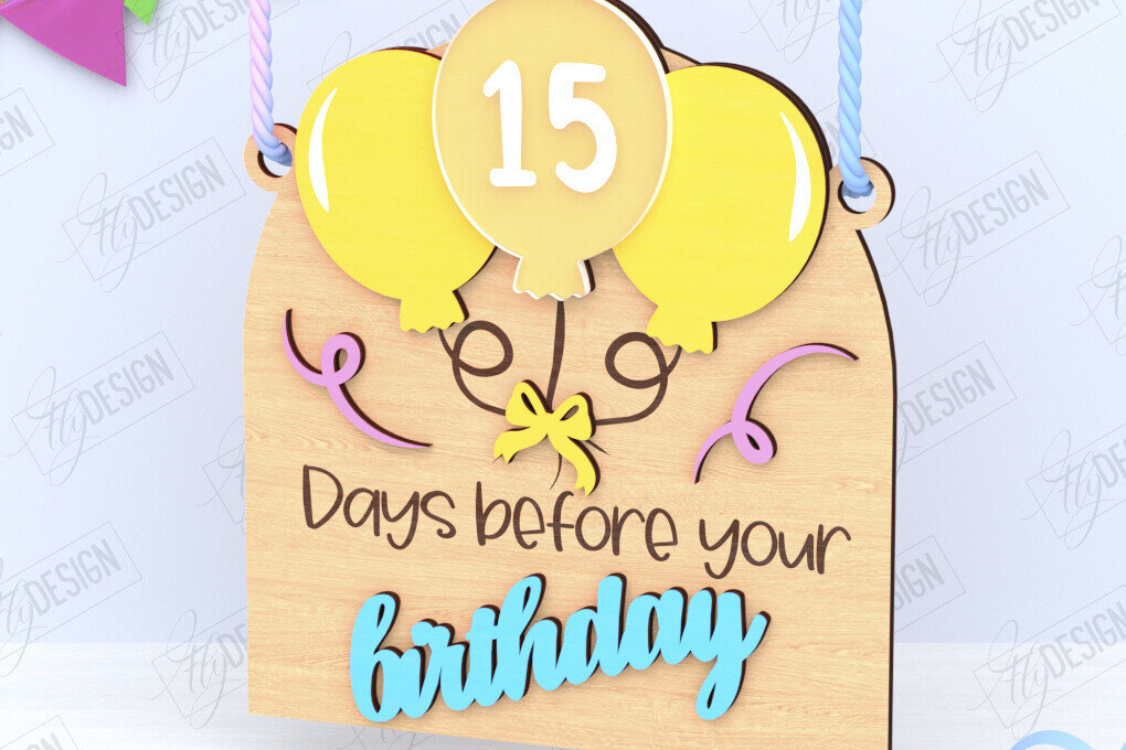 Σετ των 2 Intra απο ξύλο plywood 3mm-4mm πάχος Απο ημερολογίου αντίστροφης μέτρησης γενεθλίων Δίασταση 15x15 cm INTRAFABR-120972026