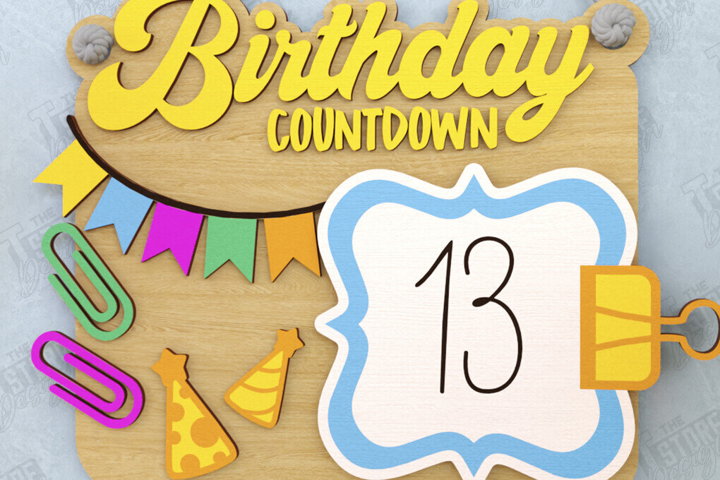 Σετ των 2 Intra απο ξύλο plywood 3mm-4mm πάχος Απο ημερολογίου αντίστροφης μέτρησης γενεθλίων Δίασταση 15x15 cm INTRAFABR-120423170