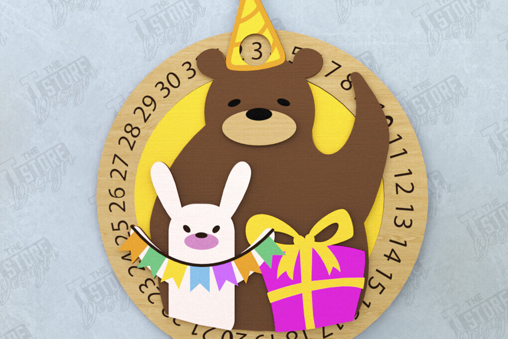 Σετ των 2 Intra απο ξύλο plywood 3mm-4mm πάχος Απο ημερολογίου αντίστροφης μέτρησης γενεθλίων Δίασταση 15x15 cm INTRAFABR-120637094