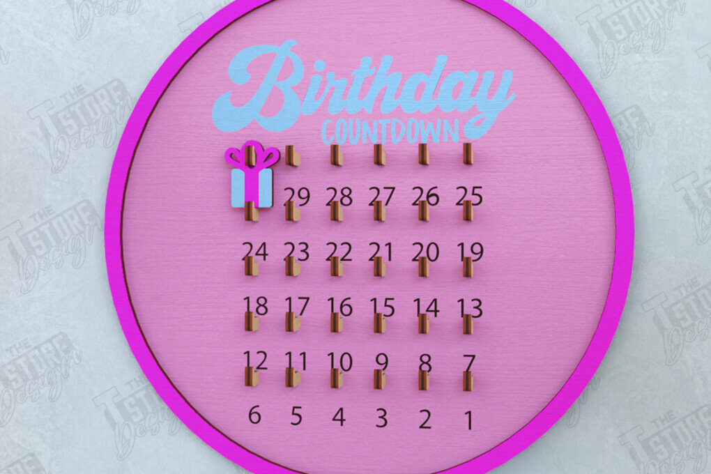 Σετ των 2 Intra απο ξύλο plywood 3mm-4mm πάχος Απο ημερολογίου αντίστροφης μέτρησης γενεθλίων Δίασταση 15x15 cm INTRAFABR-120423159