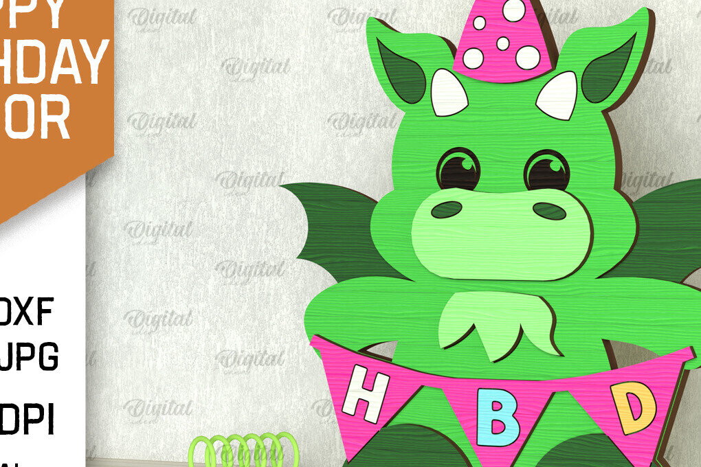 Σετ των 2 Intra απο ξύλο plywood 3mm-4mm πάχος Σχέδιο κοπής με λέιζερ γενεθλίων Dragon Δίασταση 15x15 cm INTRAFABR-101094105