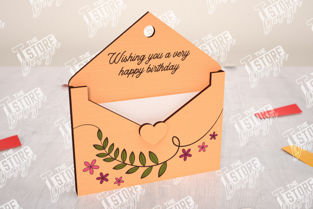 Σετ των 2 Intra απο ξύλο plywood 3mm-4mm πάχος Φάκελος γενεθλίων Θήκη δώρου κάρτας  Δίασταση 15x15 cm INTRAFABR-114670331