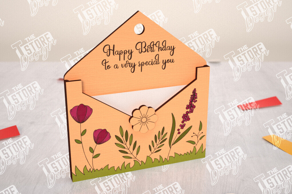 Σετ των 2 Intra απο ξύλο plywood 3mm-4mm πάχος Φάκελος γενεθλίων Θήκη δώρου κάρτας  Δίασταση 15x15 cm INTRAFABR-114670362