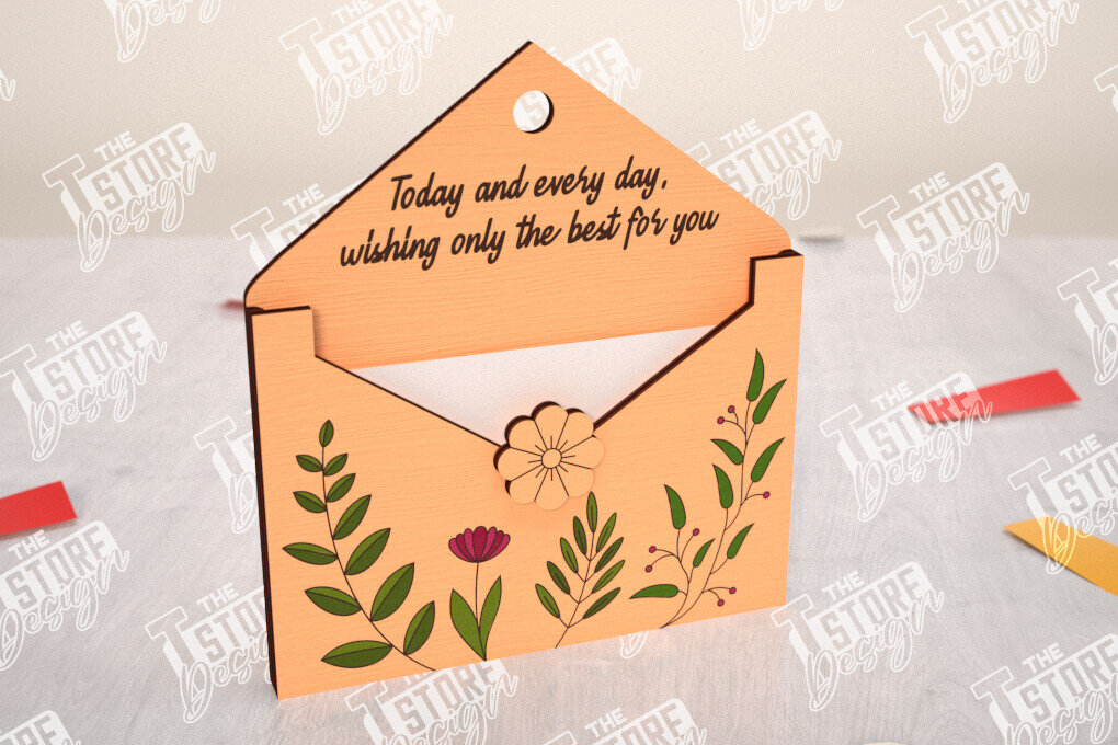 Σετ των 3 Intra απο ξύλο plywood 3mm-4mm πάχος Φάκελος γενεθλίων Θήκη δώρου κάρτας  Δίασταση 15x15 cm INTRAFABR-114670393