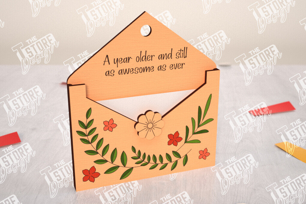 Σετ των 2 Intra απο ξύλο plywood 3mm-4mm πάχος Φάκελος γενεθλίων Θήκη δώρου κάρτας  Δίασταση 15x15 cm INTRAFABR-114670404