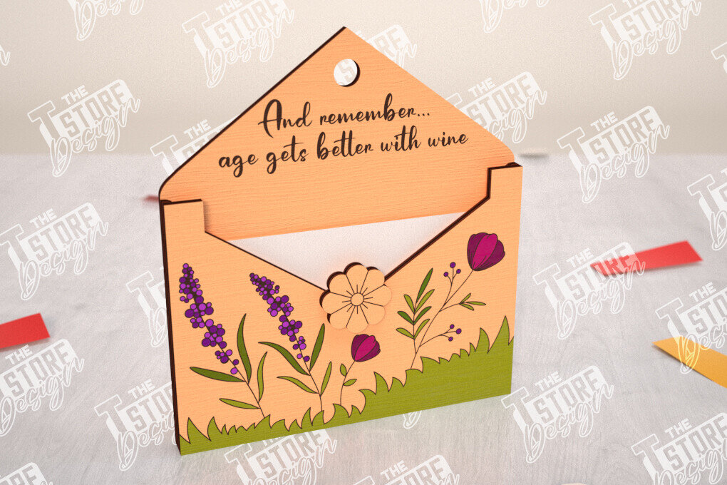 Σετ των 3 Intra απο ξύλο plywood 3mm-4mm πάχος Φάκελος γενεθλίων Θήκη δώρου κάρτας  Δίασταση 15x15 cm INTRAFABR-114670426