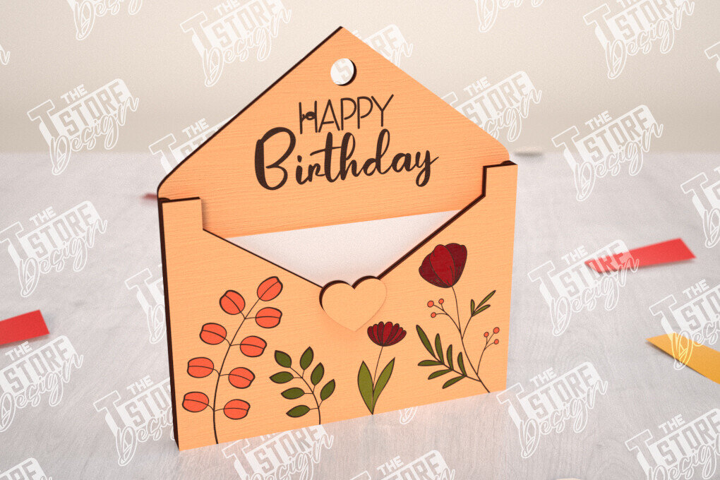 Σετ των 2 Intra απο ξύλο plywood 3mm-4mm πάχος Φάκελος γενεθλίων Θήκη δώρου κάρτας  Δίασταση 15x15 cm INTRAFABR-114670319