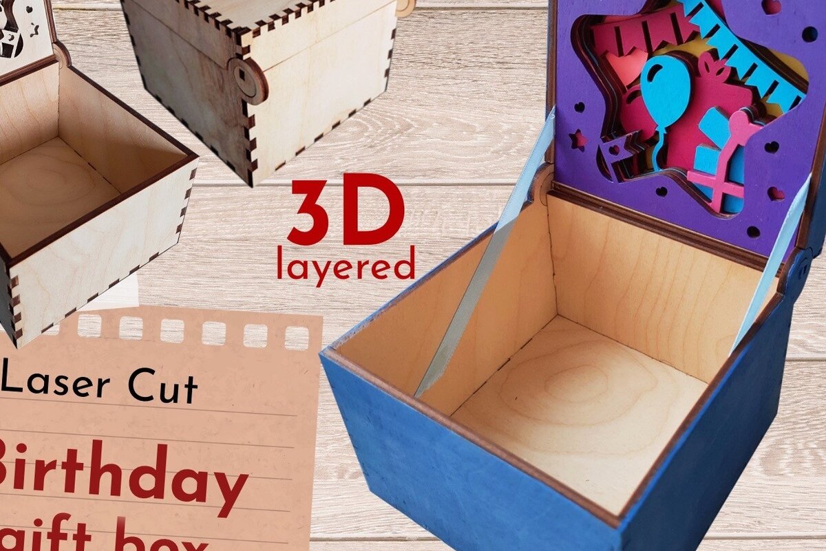 Intra απο ξύλο plywood 3mm-4mm πάχος Κουτί δώρου γενεθλίων , Newborn Δίασταση 40x40 cm INTRAFABR-52936386