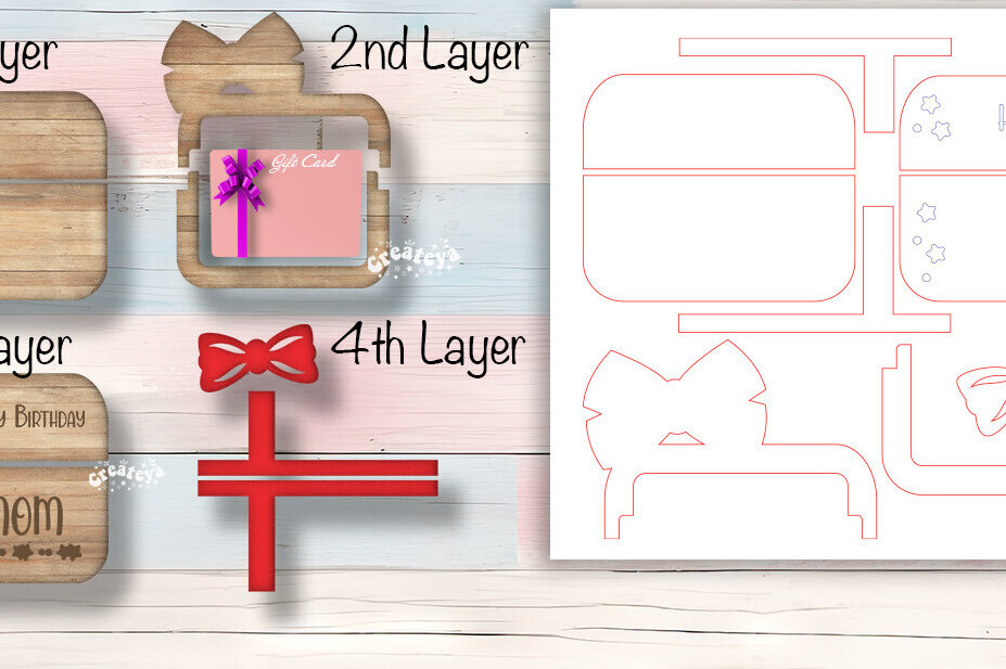 Σετ των 2 Intra απο ξύλο plywood 3mm-4mm πάχος  Θήκη δώρου γενεθλίων Δίασταση 15x15 cm INTRAFABR-102928777