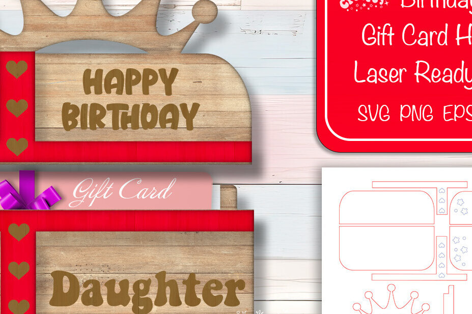 Σετ των 2 Intra απο ξύλο plywood 3mm-4mm πάχος Δωροθήκη γενεθλίων  Daughter Δίασταση 15x15 cm INTRAFABR-102619996