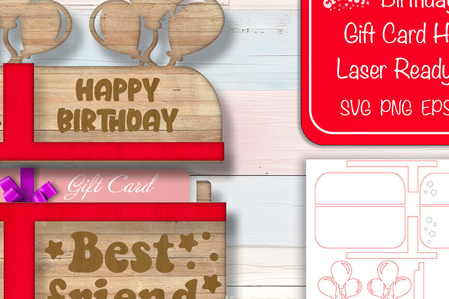 Σετ των 2 Intra απο ξύλο plywood 3mm-4mm πάχος Κάτοχος κάρτας δώρου γενεθλίων  Friend Δίασταση 15x15 cm INTRAFABR-102626812