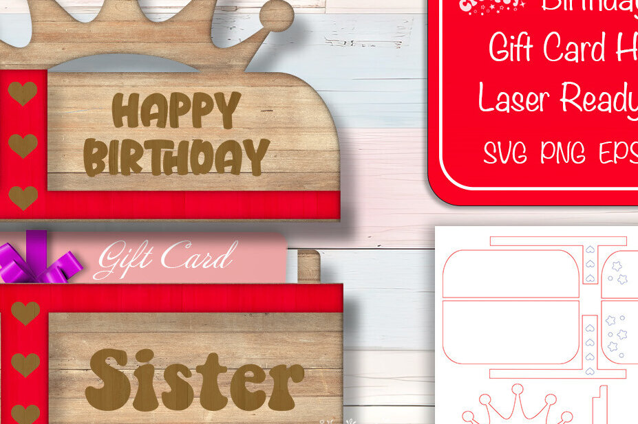 Σετ των 2 Intra απο ξύλο plywood 3mm-4mm πάχος Κάτοχος δώρου γενεθλίων  Sister Δίασταση 15x15 cm INTRAFABR-102620135