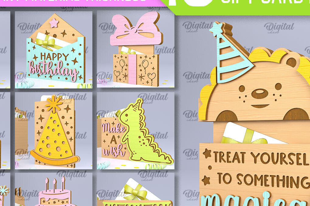 Σετ των 2 Intra απο ξύλο plywood 3mm-4mm πάχος  Δωροθήκης γενεθλίων Δίασταση 15x15 cm INTRAFABR-96562493