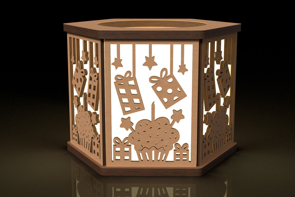 Intra απο ξύλο plywood 3mm-4mm πάχος Φανάρι δώρου γενεθλίων - Δίασταση 30x20 cm INTRAFABR-118542418