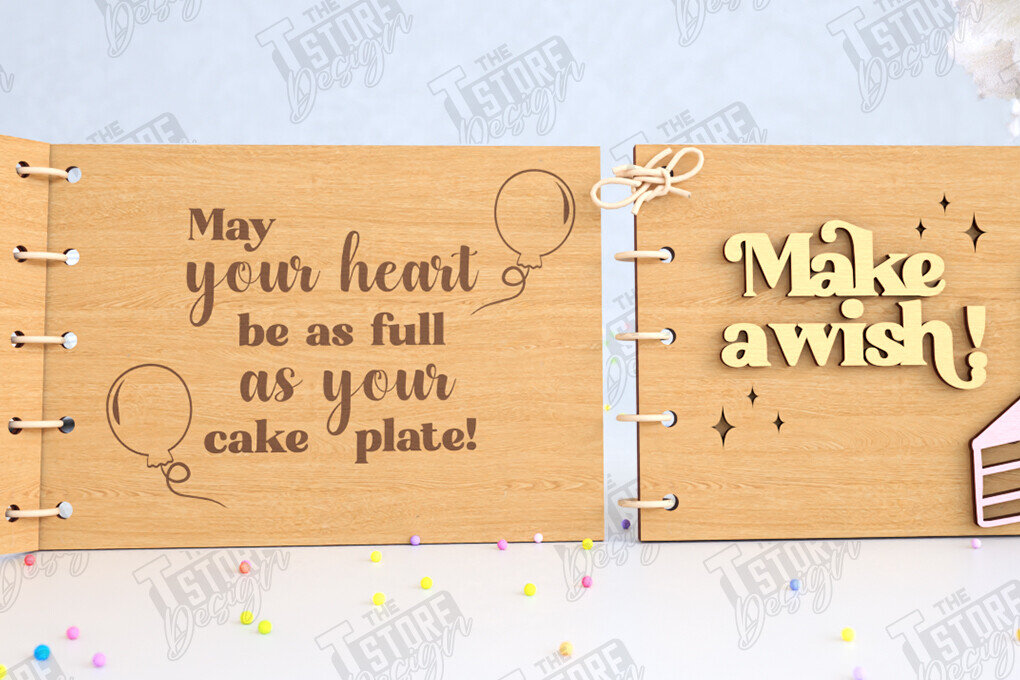 Intra απο ξύλο plywood 3mm-4mm πάχος Ευχετήρια κάρτα γενεθλίων Cut  | CNC Δίασταση 20x30 cm INTRAFABR-123601942