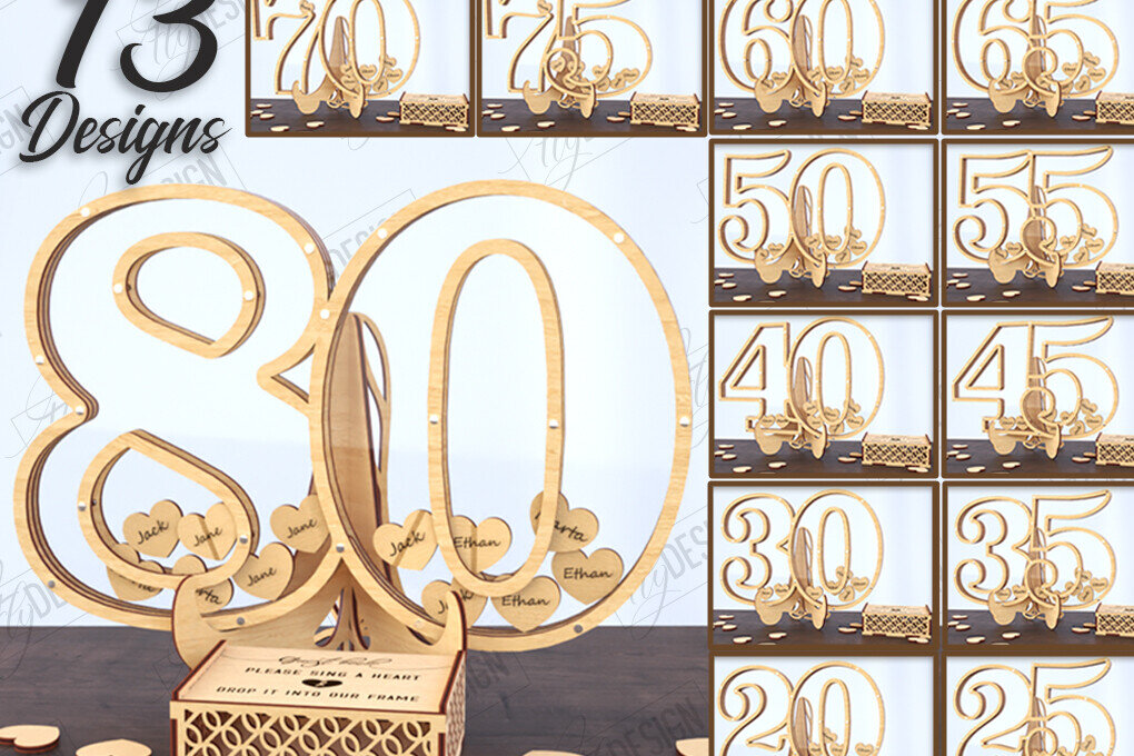 Σετ των 2 Intra απο ξύλο plywood 3mm-4mm πάχος Πακέτα υπογραφής καλεσμένων γενεθλίων|CNC Δίασταση 15x15 cm INTRAFABR-120966757