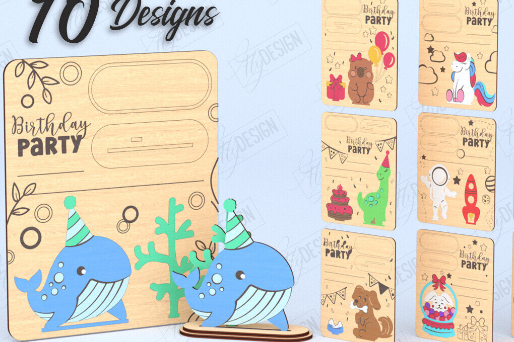 Intra απο ξύλο plywood 3mm-4mm πάχος Προσκλητήρια γενεθλίων κοπής με λέιζερ Δίασταση 15x15 cm INTRAFABR-120176655