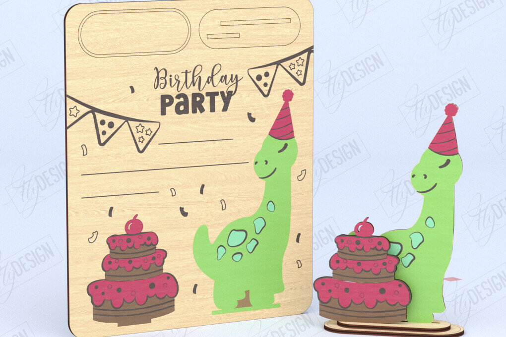 Σετ των 3 Intra απο ξύλο plywood 3mm-4mm πάχος Προσκλητήρια γενεθλίων | CNC Δίασταση 15x15 cm INTRAFABR-120091458