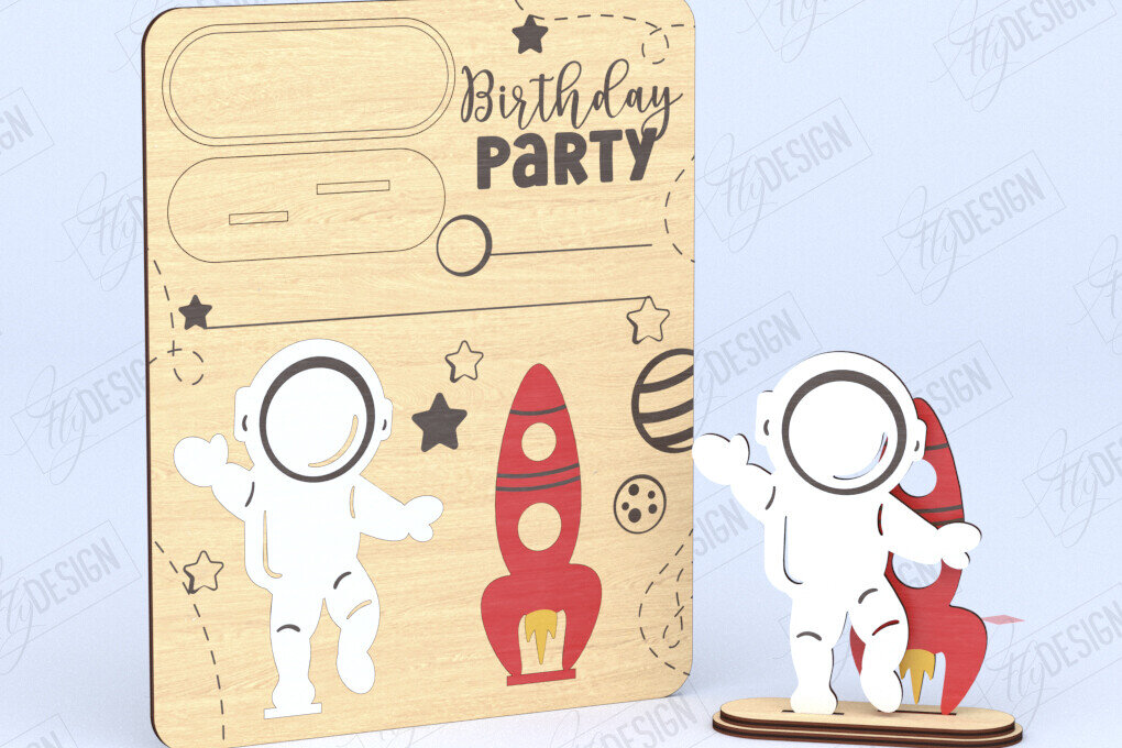 Intra απο ξύλο plywood 3mm-4mm πάχος Προσκλητήρια γενεθλίων | CNC Δίασταση 15x15 cm INTRAFABR-120091459