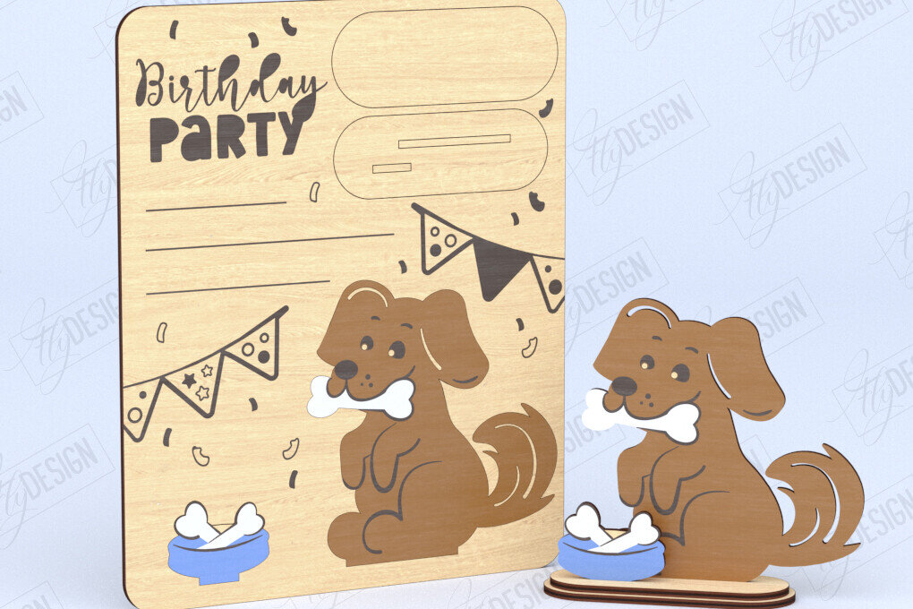 Σετ των 3 Intra απο ξύλο plywood 3mm-4mm πάχος Προσκλητήρια γενεθλίων | CNC Δίασταση 15x15 cm INTRAFABR-120091449