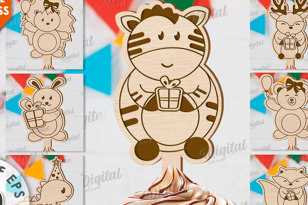 Σετ των 2 Intra απο ξύλο plywood 3mm-4mm πάχος παιδικών τούρτων γενεθλίων Δίασταση 15x15 cm INTRAFABR-109276697