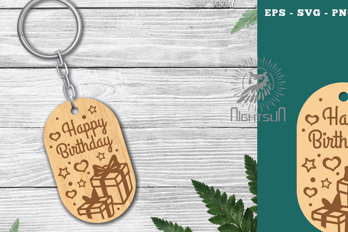 Σετ των 3 Intra απο ξύλο plywood 3mm-4mm πάχος Μπρελόκ γενεθλίων κοπής με λέιζερ 2 Δίασταση 6x6 cm INTRAFABR-115318068