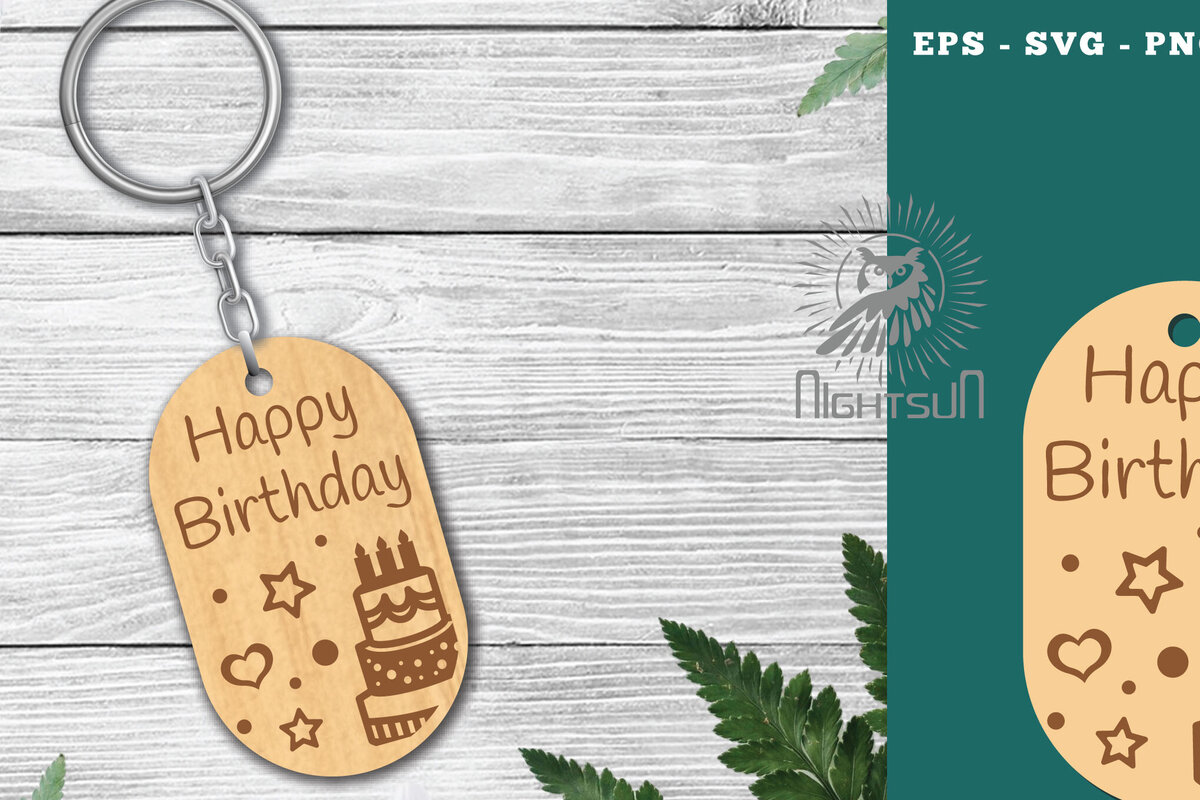 Σετ των 3 Intra απο ξύλο plywood 3mm-4mm πάχος Μπρελόκ γενεθλίων κοπής με λέιζερ 3 Δίασταση 6x6 cm INTRAFABR-115318138