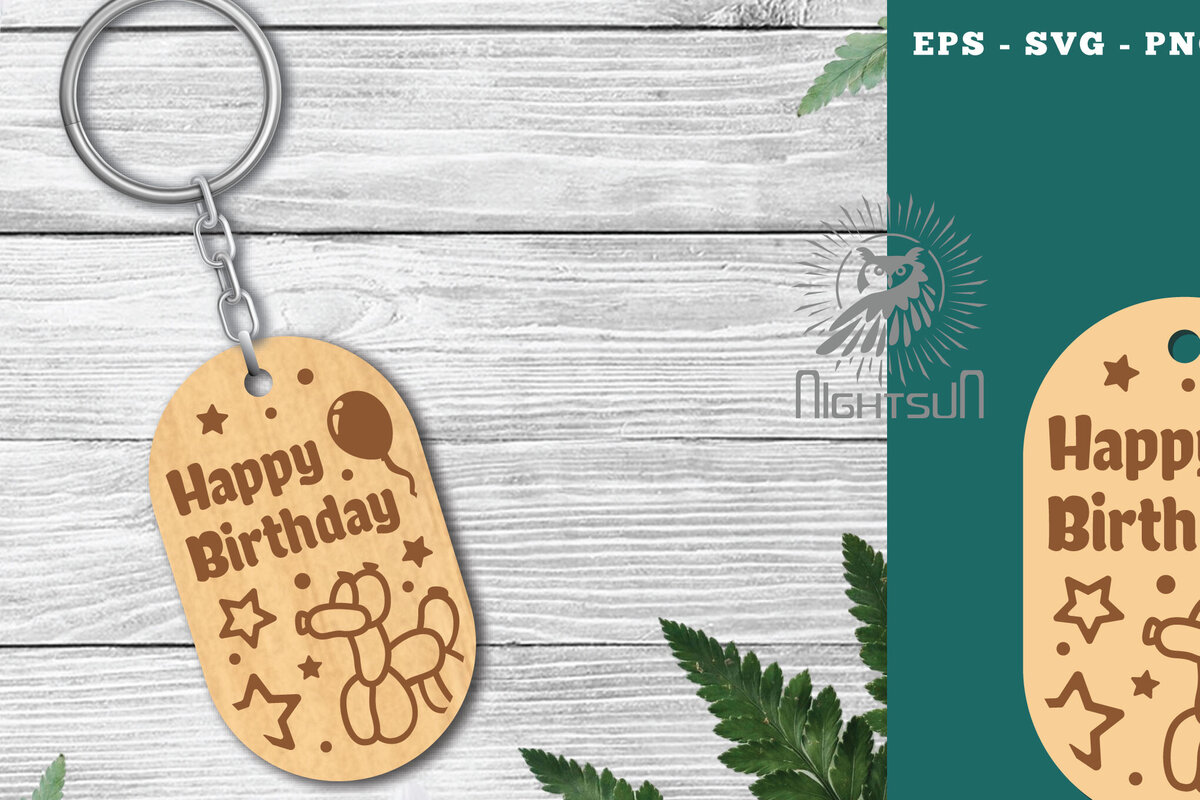 Σετ των 3 Intra απο ξύλο plywood 3mm-4mm πάχος Μπρελόκ γενεθλίων κοπής με λέιζερ 4 Δίασταση 6x6 cm INTRAFABR-115318176