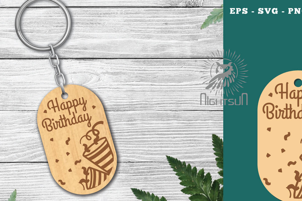 Σετ των 3 Intra απο ξύλο plywood 3mm-4mm πάχος Μπρελόκ γενεθλίων κοπής με λέιζερ 5 Δίασταση 6x6 cm INTRAFABR-115318236